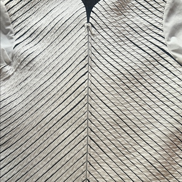 Ravel Vintage Stretch Shirt Zipper Closure White Black Diagonal Lined Small - Picture 7 of 10